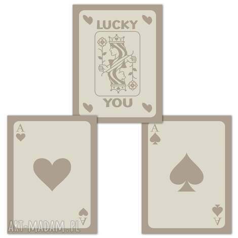 Zestaw plakatów 40x50 cm - Tryptyk Lucky You (beż retro)