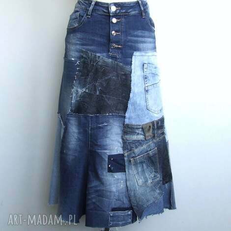 patchworkowa spódnica jeans recycled art