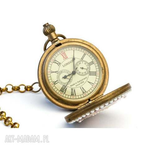 Perłowa Dama - zegarek handmade z perłami, nakręcany
