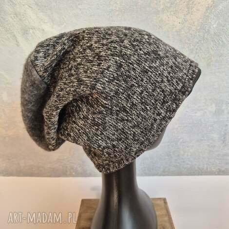 Szara czapka wiosenna Smerfetka unisex na podszewce - handmade