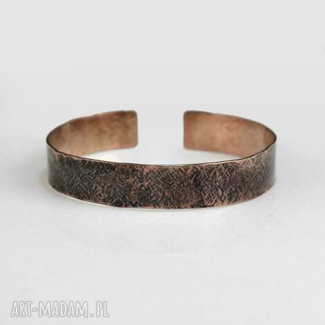 Miedziana bransoletka handmade z patyną - minimalistyczna i regulowana (ok. 17 cm)