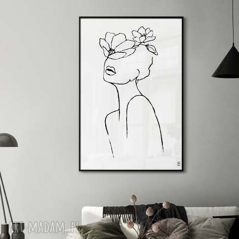 Plakat 50x70 cm - kobieta line art (GC -20 -355) czarno-biały minimalistyczny do salonu i sypialni
