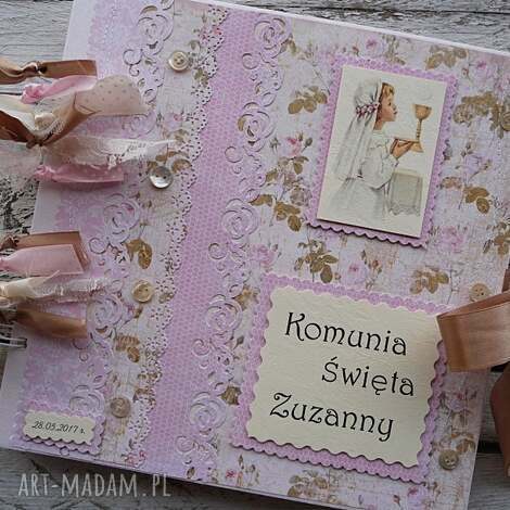 zamówienie - komunia św. agatki, album scrapbooking, zaproszenia, podziękowania