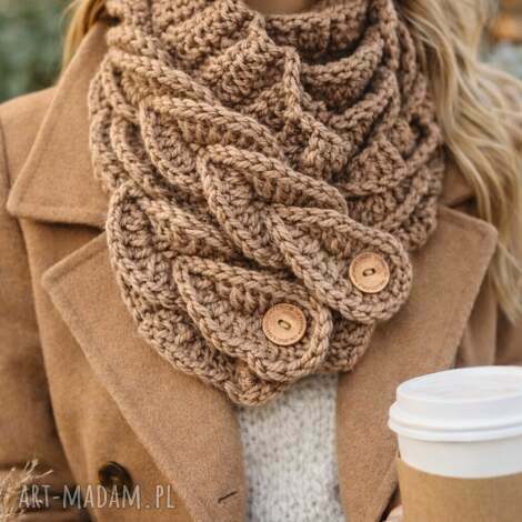 komin - komin szydełkowy, zimowy, na szydełku, na szyję