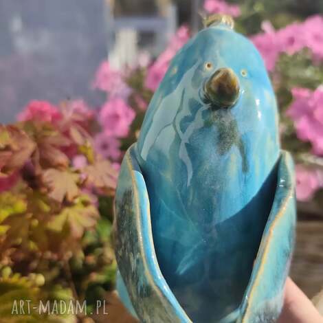 Ceramiczny ptak dekoracyjny - ręcznie robiona figurka