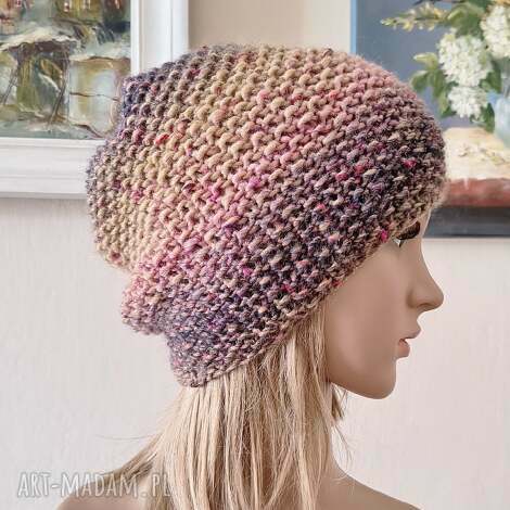 ręcznie na drutach - miła, ciepła, przytulna czapka, rękodzieło