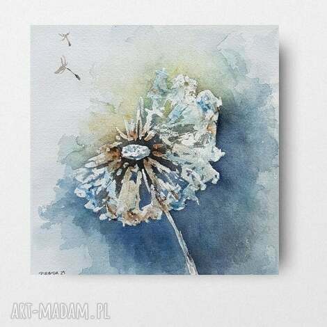 Dmuchawiec - oryginalna akwarela 20 x 20 cm (handmade) | Paulina Lebida