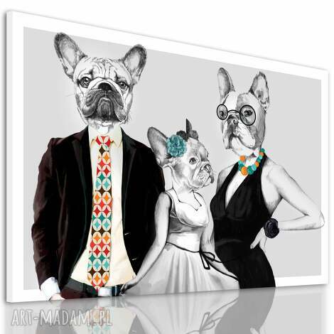 Obraz drukowany na płótnie Buldogi Francuskie 120x80 cm (rodzina)