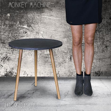 Stolik kawowy Beton Ciemny LOFT 50 cm - Monkey Machine, MDF i buk