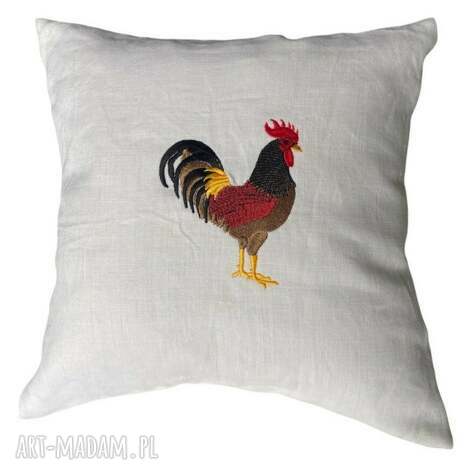 poduszka lniana 40x40 cm z haftem kugut wkład gratis, lnu