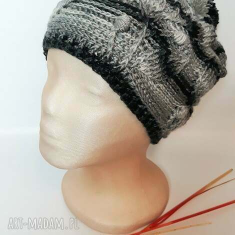 AnnA, czapka szydełkowa cieniowane liście, czapka z włóczki, oryginalna