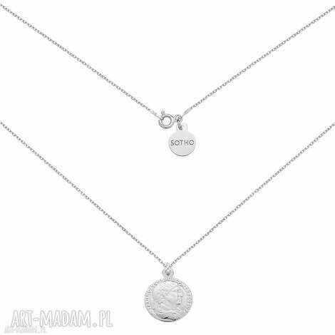 Srebrny naszyjnik z monetą 925 - delikatny medalion