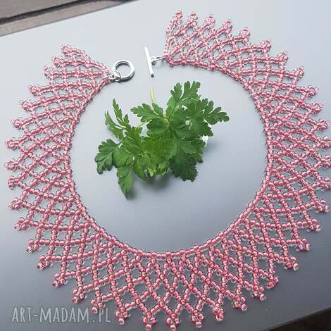Naszyjnik Krywulka Czerwona Carla - ślubny z koralików handmade