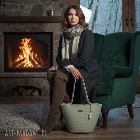 torebka koszyk miejski ze sznurka rękodzieło na prezent ts02 - b019, torebki