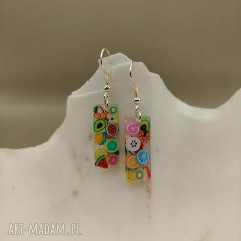 arteko kolczyki z żywicy owocowy mix - kolorowe, lekkie, handmade, letnie