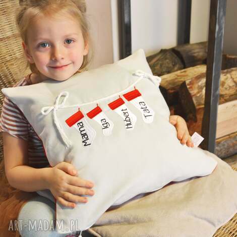 dekoracje świąteczne personalizowana poduszka świąteczna haftowana z motywem