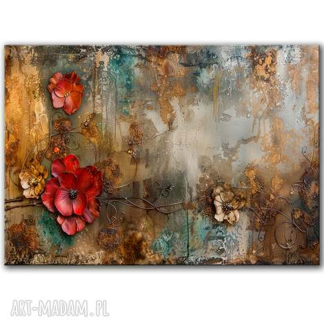 obraz na płótnie - 100x70 cm kwiaty shabby chic 1 0732