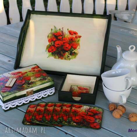 taca dekoracyjna, maki, vintage, dekoracja stołu, pomysł na prezent motyw