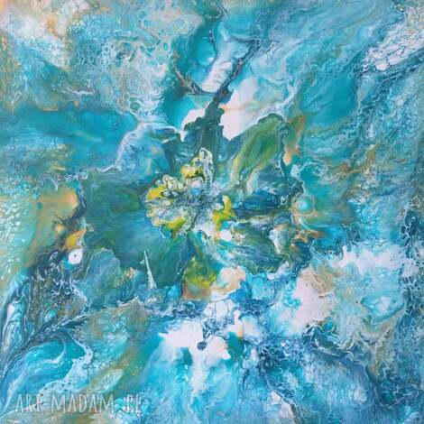 Primavera 4 - ręcznie malowany obraz akrylowy wiosna, kwiaty i kolorowy pejzaż 40x40