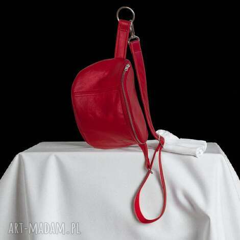 duża czerwona nerka skórzana damska upolka, skóra naturalna duża nerka