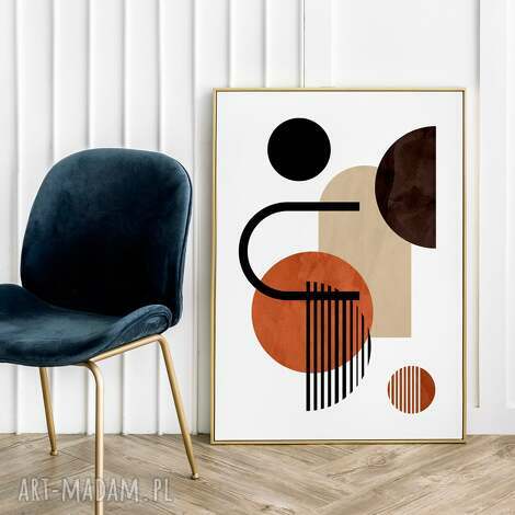 Plakat geometryczny w odcieniach beżu 40x50 cm - nowoczesna dekoracja ścienna do wnętrz