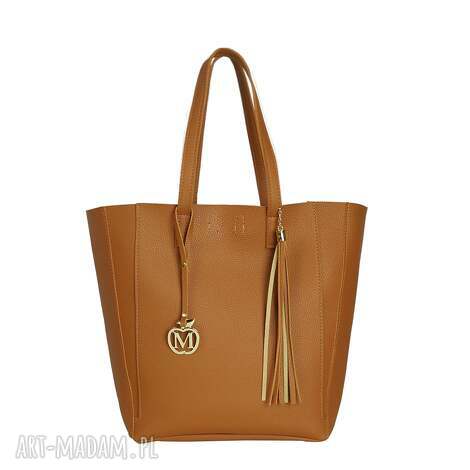 na ramię manzana duża torba klasyczna 2w1 karmelowa torebka, damska