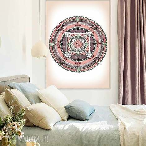 Mandala A3 w odcieniach różu - pastelowa grafika na ścianę