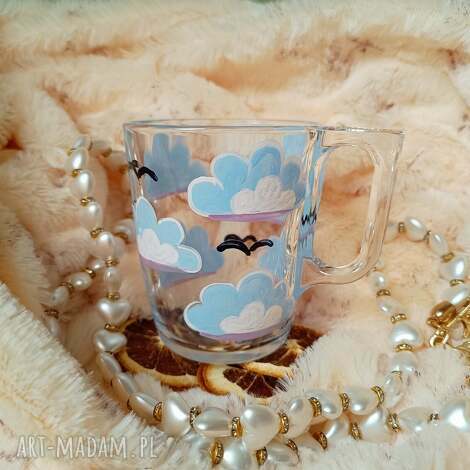studio paulla ręcznie malowana szklanka chmurki 250 ml, prezent upominek