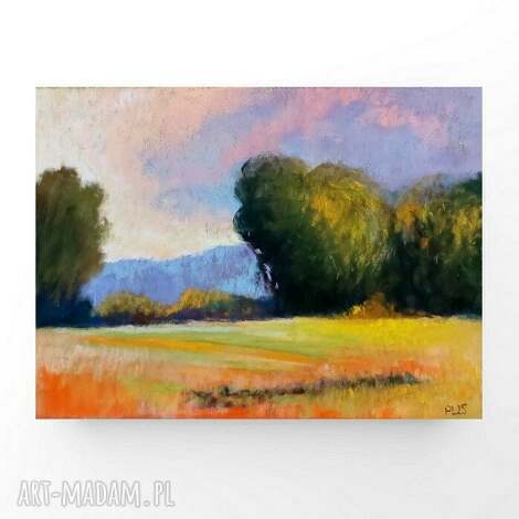 Pejzaż w ciepłych barwach - rysunek pastelami suchymi 18x24 cm Paulina Lebida