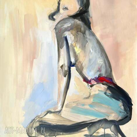 Lady - duży obraz kobiety 100x70 cm Louka akryl na papierze