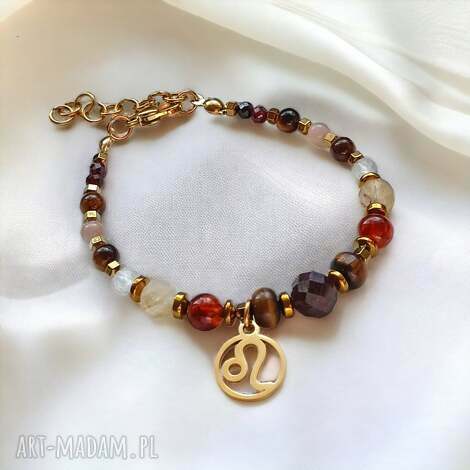 Bransoletka Lew Zodiac Collection Premium - antyalergiczna, pozłacana stal i regulacja (art-Madam.pl)