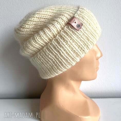 ręcznie robiona czapka beanie aurea 100 baby merino plus moher i jedwab 02/01