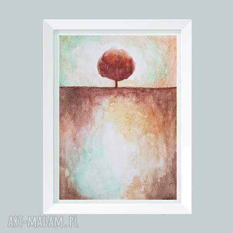 Akwarela Drzewo 18x24 cm - ręcznie malowane kredkami i farbą akwarelową