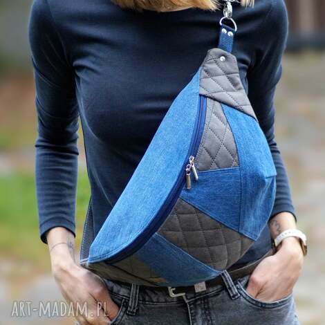 happyart damska nerka xxl z łączonych tkanin, mini plecak, nerkoplecak