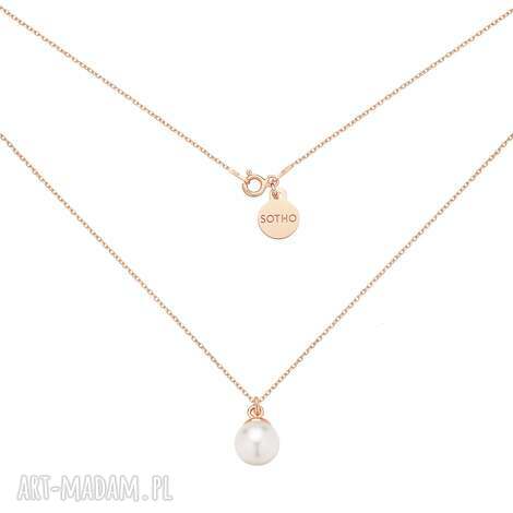 Naszyjnik z różowego złota i białą perłą SWAROVSKI CRYSTAL - srebro 925 | Sotho
