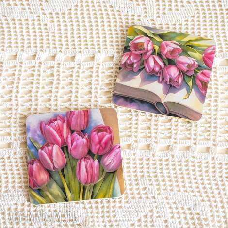 para podkładek - tulipany, dzień matki, koziołkowe love, książka