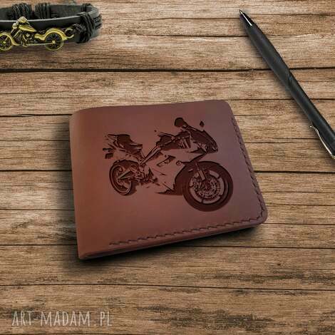 Personalizowany portfel skórzany dla motocyklisty z grawerem laserowym