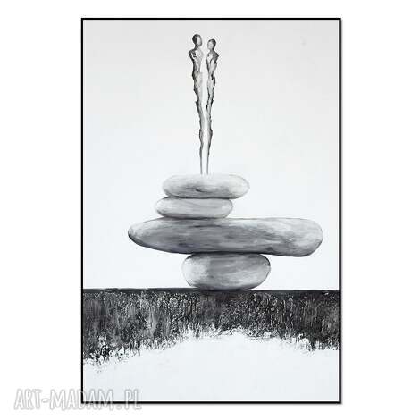 balancing act, obraz do salonu na płótnie, minimalistyczna abstrakcja zen