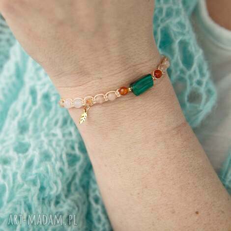 delikatna bransoletka z kamieni naturalnych malachitem, twój talizman