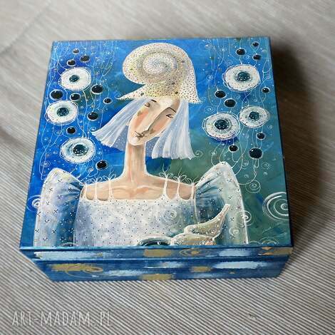 Sea in my heart - drewniana szkatułka na skarby z decoupage