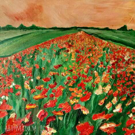 Obraz akrylowy „Maki” 40x40 cm - ręcznie malowany na płótnie