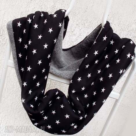 gruby puszysty szal komin w gwiazdki, szalik ciepły szalik