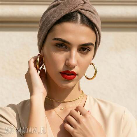 Turban z dzianiny swetrowej - obwód uniwersalny, ręcznie robiony