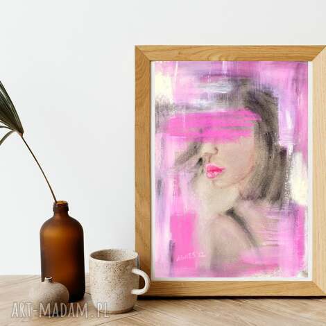 wydruk kolor kobiety purpurowy, obraz do salonu sypialni zmysłowy