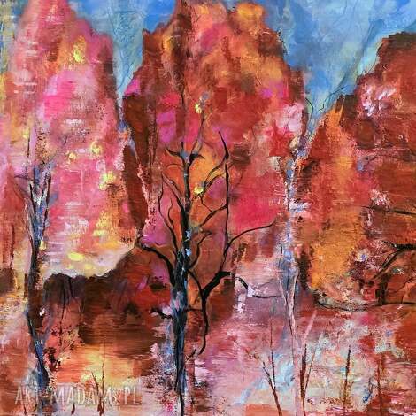 Obraz What a wonderful world - polska jesień 70x50 cm, akryl i tempera