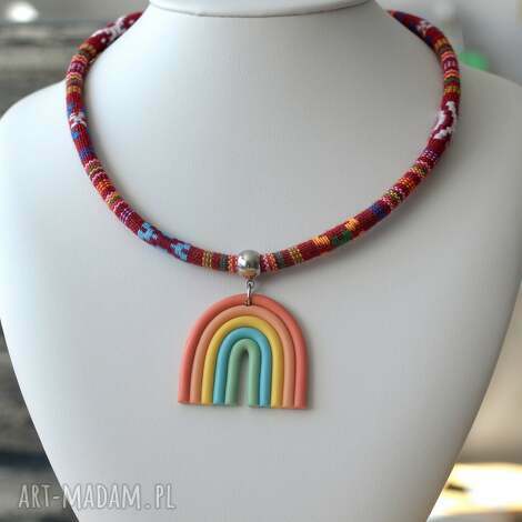 naszyjnik boho aztekoo z tęczą (kolorowy naszyjnik, etniczny, )