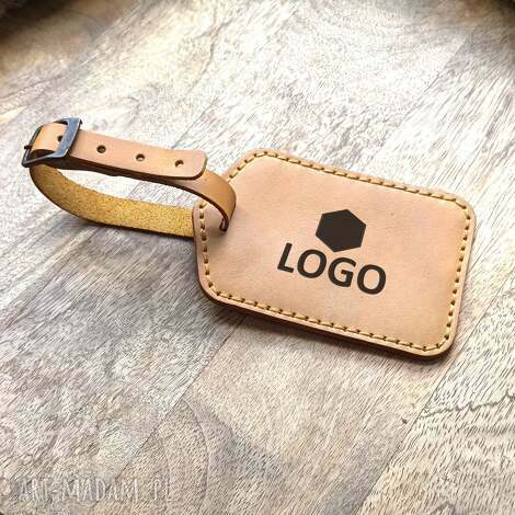 Skórzana zawieszka do walizki z grawerem logo - personalizowana adresówka na bagaż