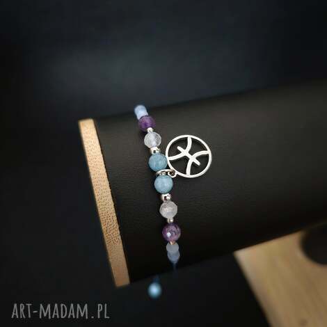 bransoletka zodiakalna ryby - wersja ze srebrem znaki zodiaku, energetyczna