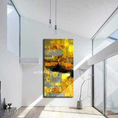 żółto szare złudzenie - abstrakcyjne obrazy do modnego salonu, zolta dekoracja