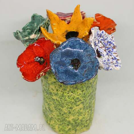 wyjątkowy prezent duży komplet kwiaty ceramiczne i wazon handmade flower box